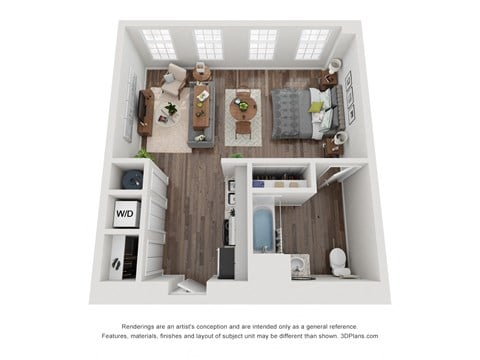 Floor plan for studio, 1 bath, 549 sqft